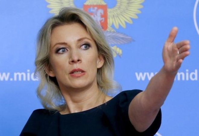 Porta-voz do Ministério de Relações Exteriores da Rússia, Maria Zakharova, durante coletiva de imprensa em Moscou