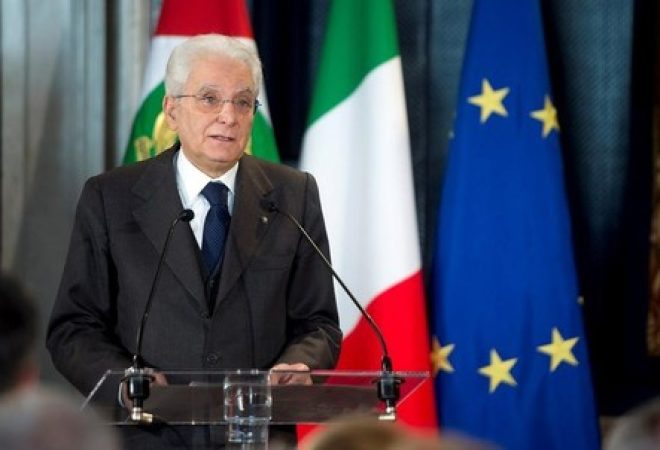 Presidente da Itália, Sergio Mattarella, durante cerimônia em Roma