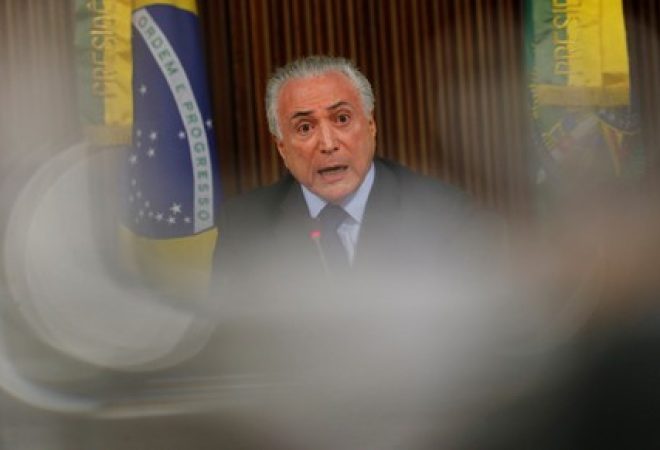 Presidente Michel Temer durante reunião no Palácio do Planalto, em Brasília
