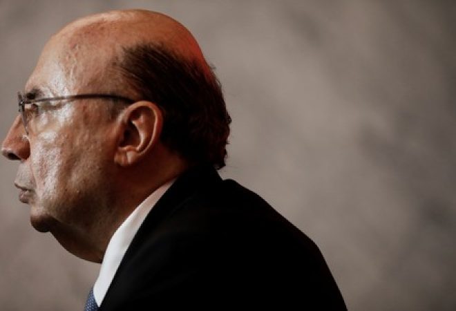 Pré-candidato a presidência pelo MDB, Henrique Meirelles em coletiva de imprensa em São Paulo, Brasil