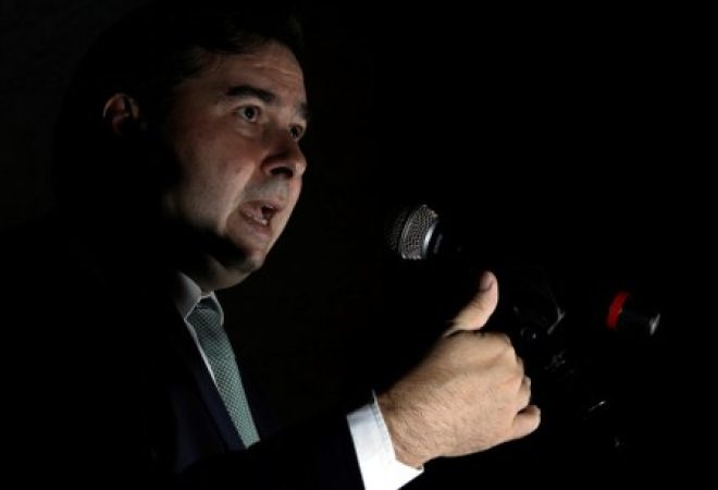 Presidente da Câmara dos Deputados e pré-candidato do DEM à Presidência, Rodrigo Maia, durante entrevista coletiva em São Paulo
