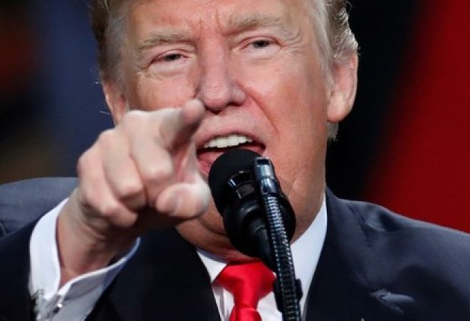 Presidente dos EUA, Donald Trump, em evento em Pensacola, Flórida, EUA