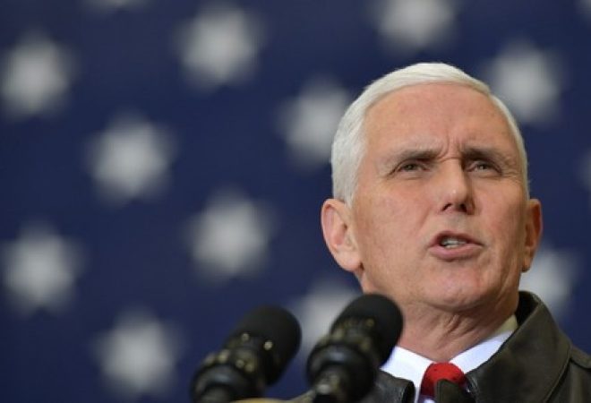 O vice-presidente dos Estados Unidos, Mike Pence, durante evento no Afeganistão