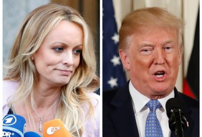 Stephanie Clifford, conhecida como Stormy Daniels, e Donald Trump
