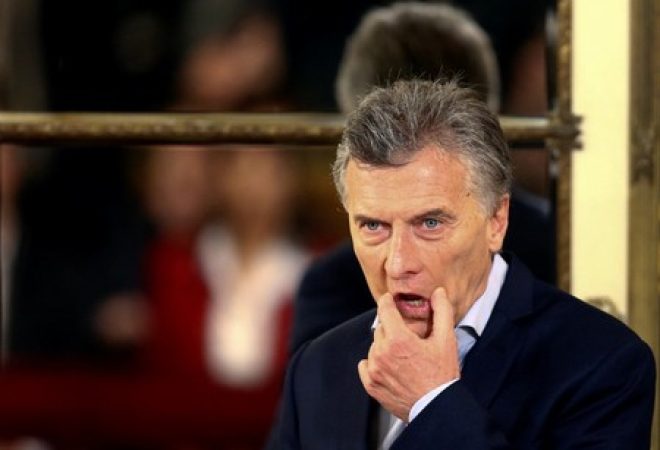 O presidente da Argentina, Mauricio Macri, durante coletiva de imprensa na Casa Rosada, em Buenos Aires