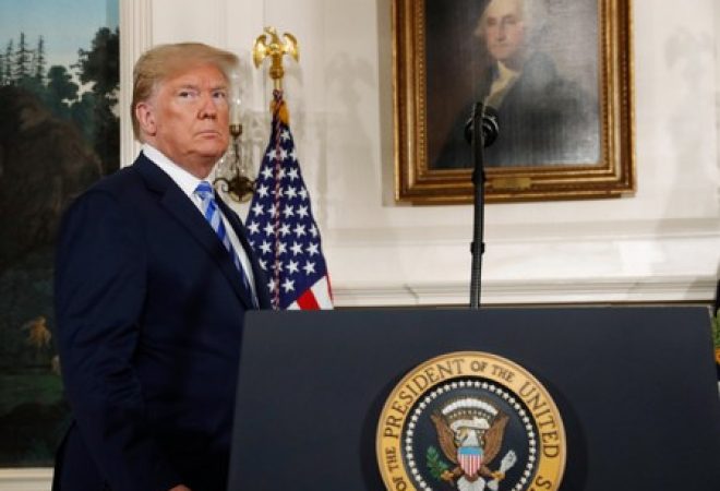 Presidente dos EUA, Donald Trump, chega para pronunciamento na Casa Branca