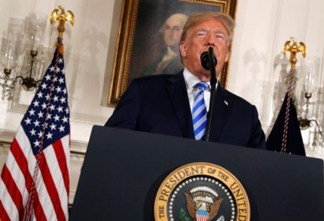 Presidente dos EUA, Donald Trump, discursa na Casa Branca