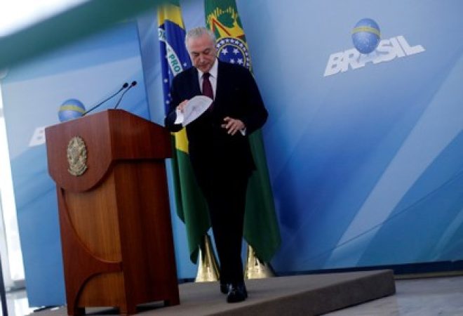 Presidente Michel Temer durante cerimônia no Palácio do Planalto