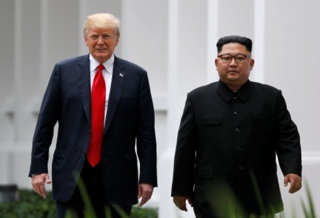 Presidente dos EUA, Donald Trump, e o líder norte-coreano, Kim Jon Un