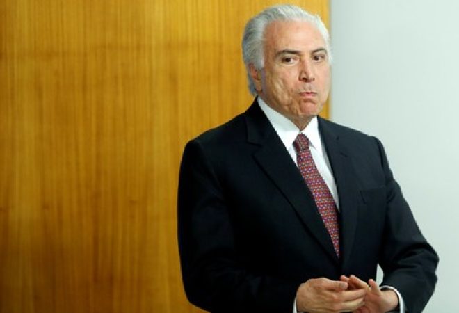 Presidente Michel Temer durante cerimônia no Palácio do Planalto, em Brasília