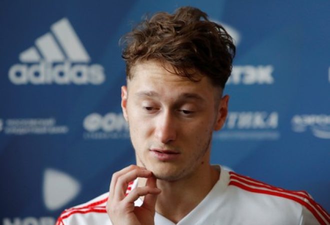 COPA DO MUNDO - Anton Miranchuk durante entrevista coletiva. 17/06 REUTERS/Sergei Karpukhin