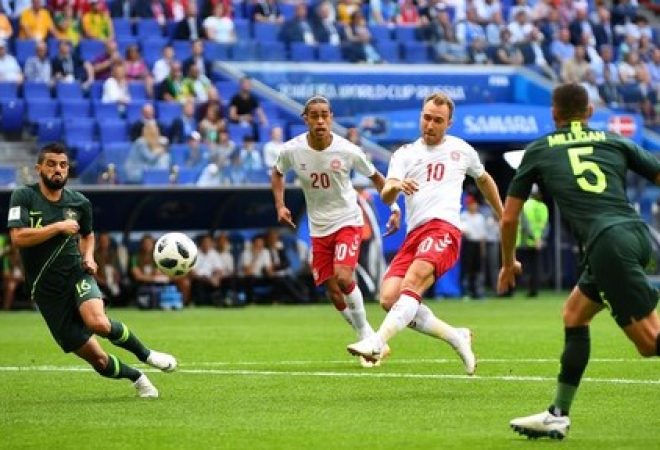 Eriksen bate de primeira para marcar gol em jogo Dinamarca x Austrália