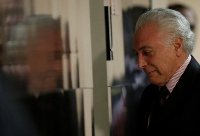 Presidente Michel Temer após declaração à imprensa no Palácio do Planalto