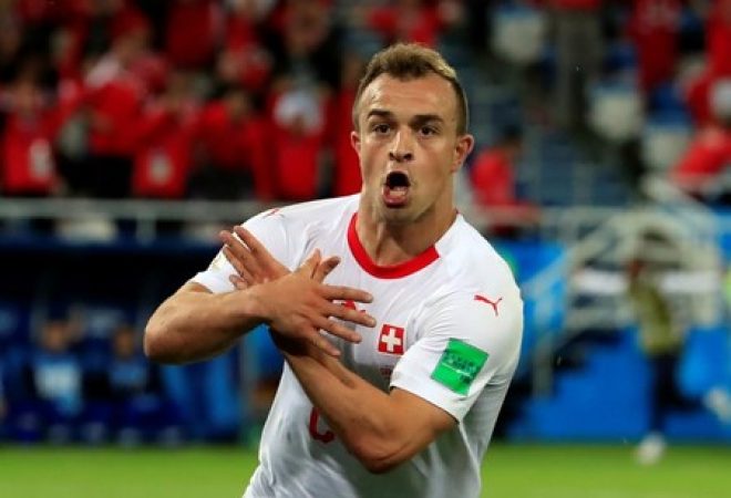Shaqiri comemora gol da Suíça