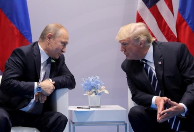 Putin e Trump em encontro bilateral durante cúpula do G20 em Hamburgo