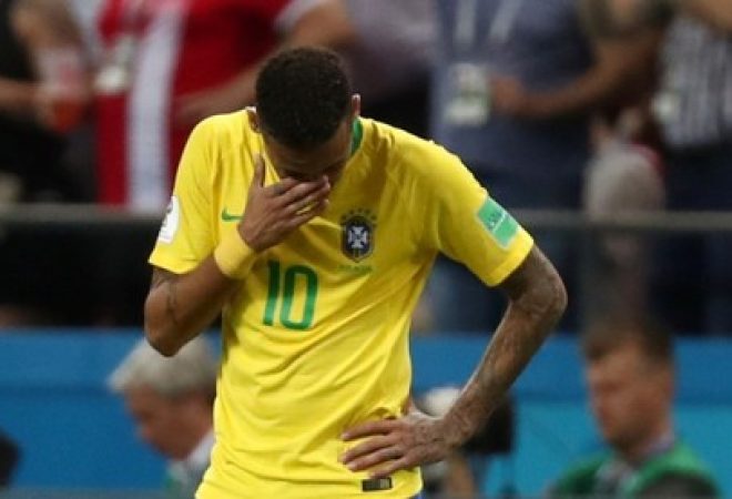 Neymar durante partida contra a Bélgica na Copa do Mundo