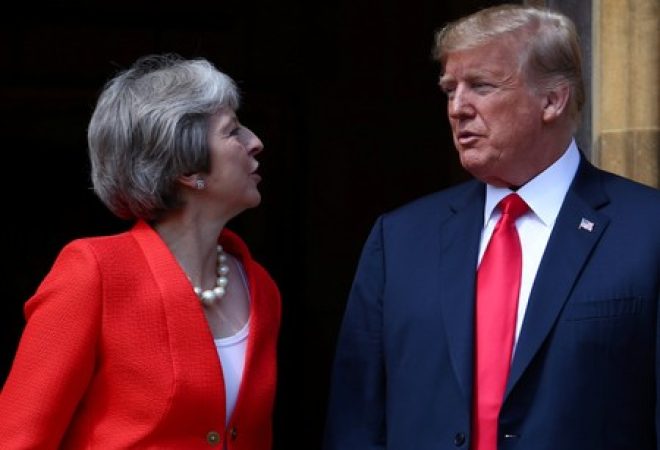 Premiê britânica, Theresa May, e presidente dos EUA, Donald Trump