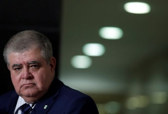 Ministro da Secretaria de Governo, Carlos Marun, durante entrevista coletiva em Brasília
