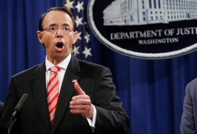 Vice-secretário de Justiça dos EUA Rod Rosenstein concede entrevista
