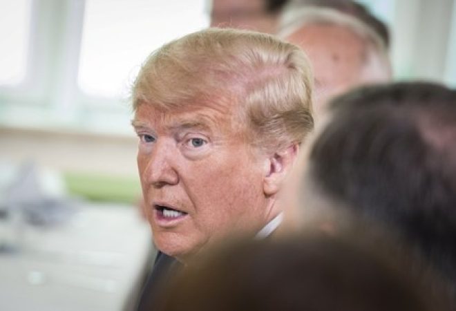 Presidente dos EUA, Donald Trump, durante encontro com presidente da Finlândia, Sauli Niinisto