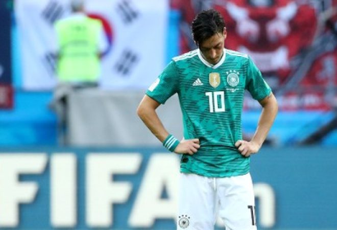 Mesut Ozil durante partida da seleção da Alemanha na Copa do Mundo da Rússia