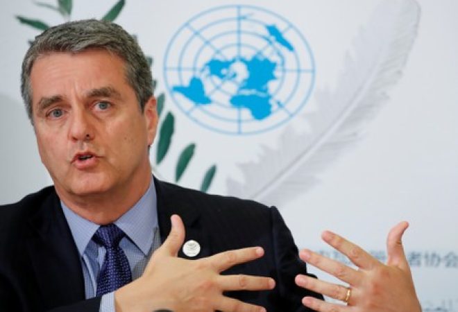Diretor-geral da OMC, Roberto Azavêdo, durante reunião em Genebra