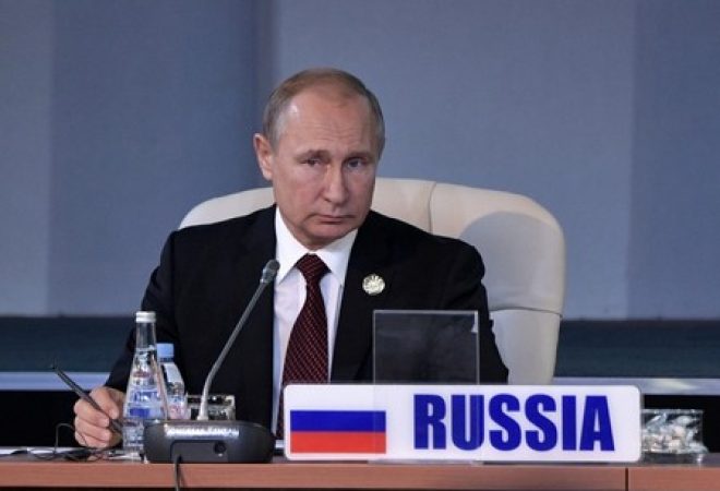 Presidente russo, Vladimir Putin, durante cúpula do Brics em Johanesburgo