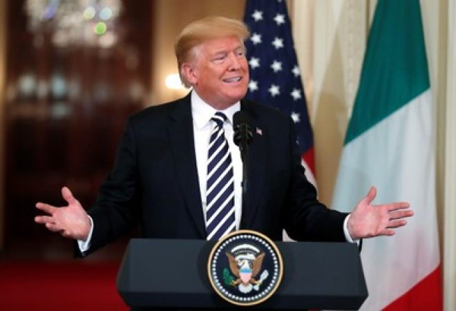 Presidente dos EUA, Donald Trump, durante entrevista coletiva na Casa Branca