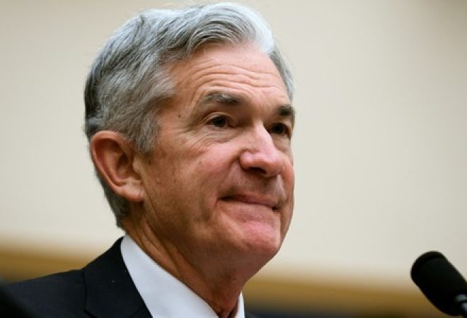 Chair do Federal Reserve, Jerome Powell, em Washington, Estados Unidos