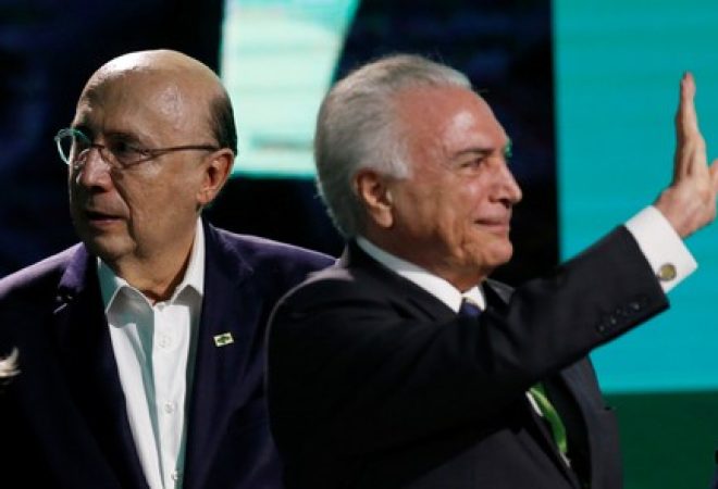 Presidente Michel Temer e candidato do MDB à Presidência, Henrique Meirelles
