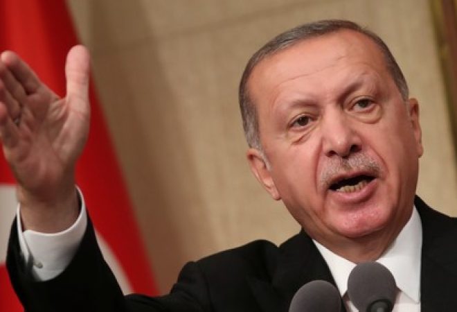 Presidente da Turquia, Tayyip Erdogan, durante cerimônia no Palácio Presidencial em Ancara
