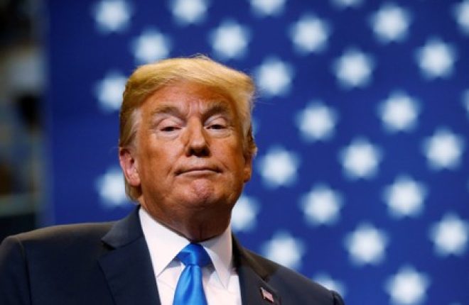 Presidente dos Estados Unidos, Donald Trump, durante comício na Pensilvânia