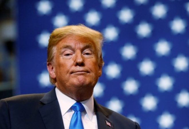 Presidente dos Estados Unidos, Donald Trump, durante comício na Pensilvânia