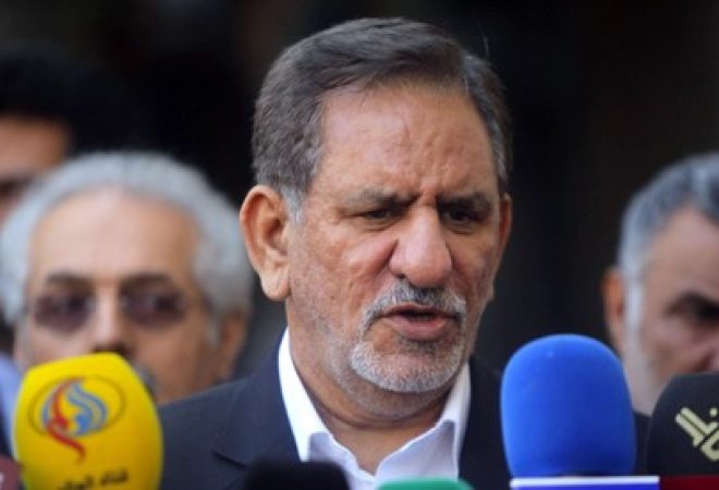 Vice-presidente do Irã, Eshaq Jahangiri, durante coletiva de imprensa em Bagdá