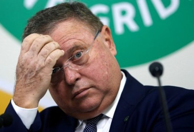 O ministro da Agricultura do Brasil, Blairo Maggi, durante coletiva de imprensa em Brasília