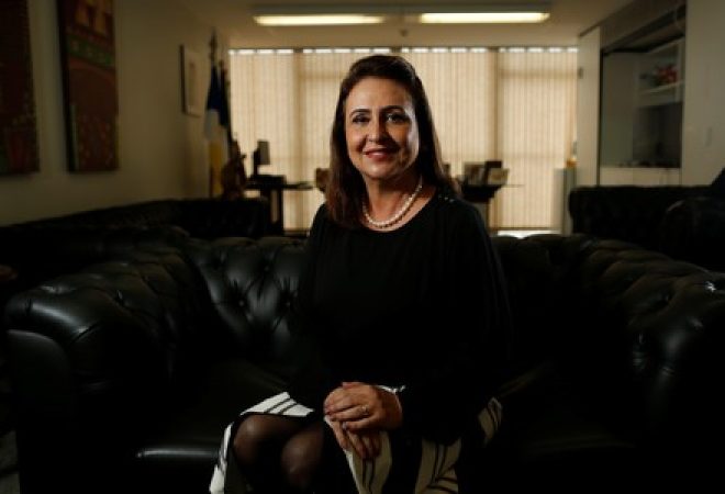Candidata a vice-presidente pelo PDT, Kátia Abreu, durante entrevista à Reuters