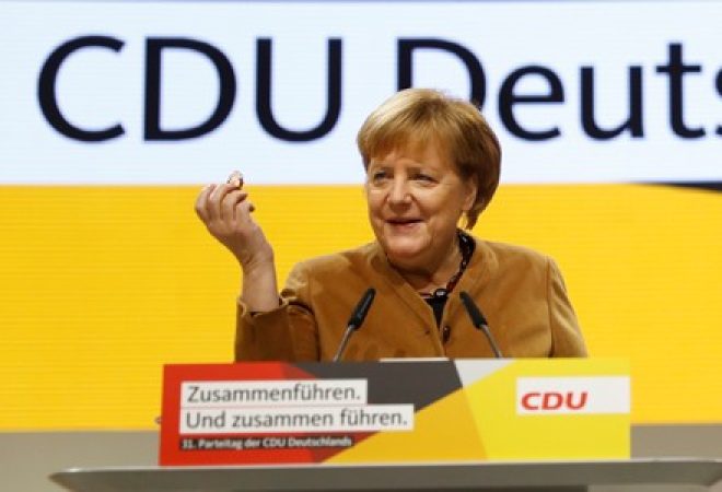 Chanceler da Alemanha, Angela Merkel, durante congresso da CDU em Hamburgo