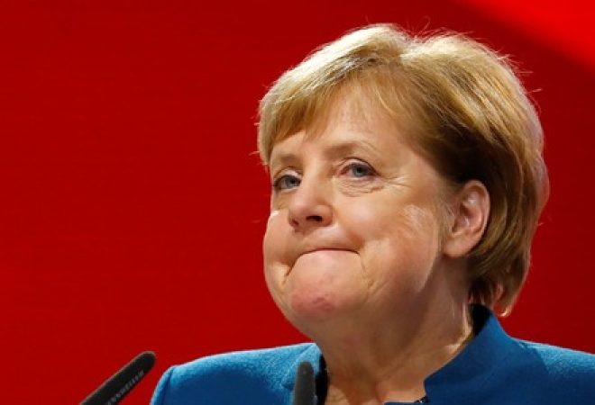 Chanceler alemã, Angela Merkel, em congresso da CDU em Hamburgo