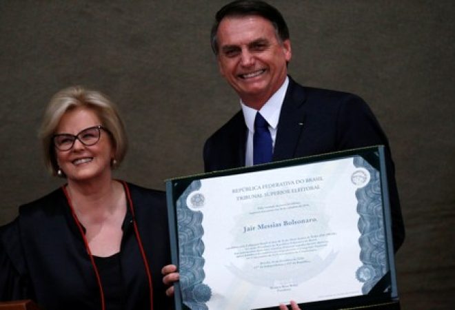 Bolsonaro e Rosa Weber no TSE