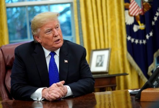 Presidente dos Estados Unidos, Donald Trump, durante entrevista exclusiva com a Reuters na Casa Branca