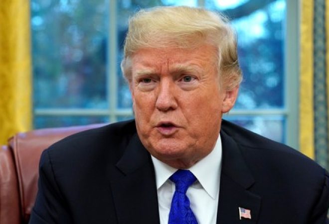 Presidente dos EUA, Donald Trump, durante entrevista à Reuters em Washington