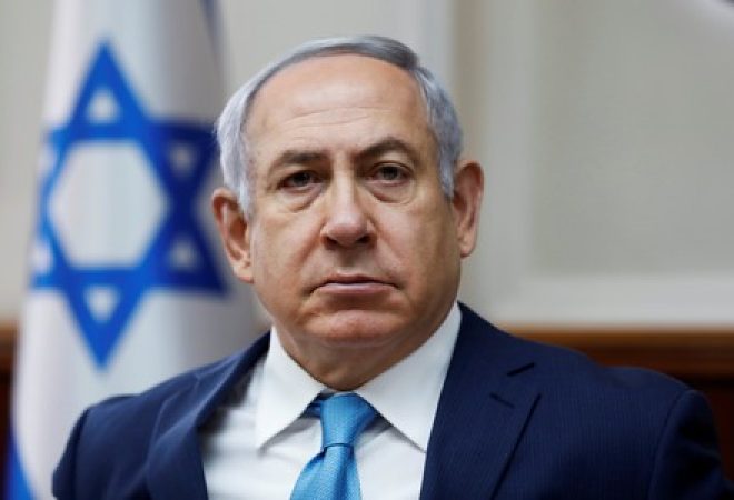 Primeiro-ministro de Israel, Benjamin Netanyahu, durante reunião semanal de gabinete em Jerusalém