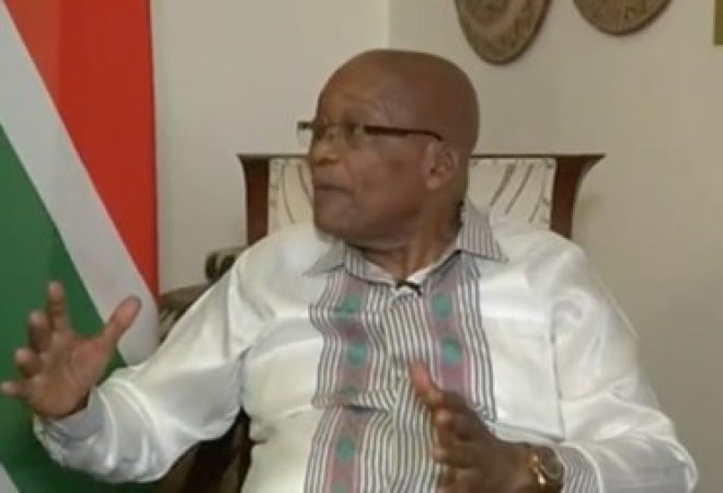 Presidente sul-africano, Jacob Zuma, durante entrevista