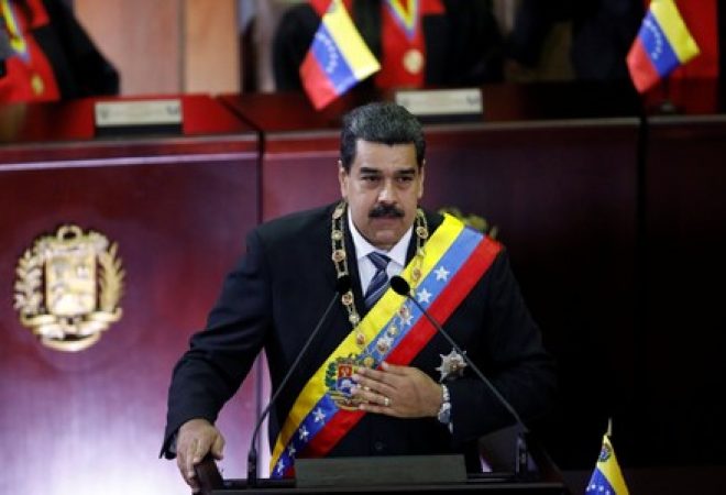 Presidente da Venezuela, Nicolás Maduro, durante cerimônia no Supremo Tribunal de Justiça, em Caracas