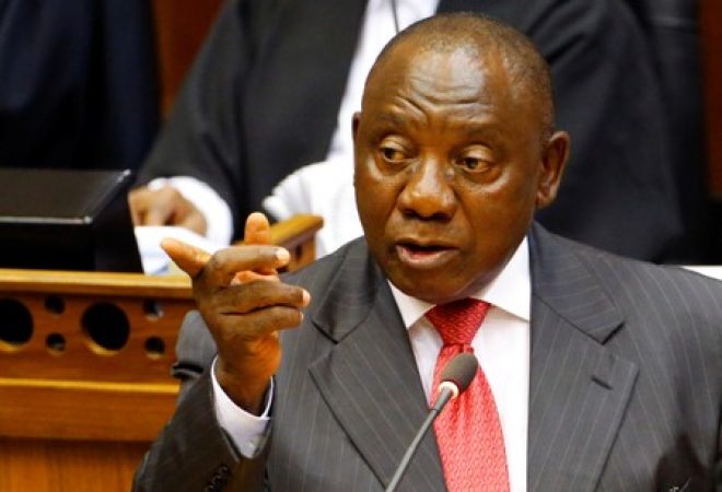 Novo presidente da África do Sul, Cyril Ramaphosa, na Cidade do Cabo