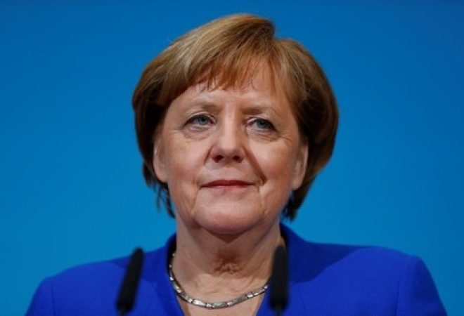 Chanceler alemã, Angela Merkel, durante coletiva de imprensa em Berlim