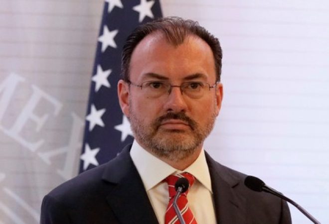 Ministro das Relações Exteriores do México, Luis Videgaray, durante coletiva de imprensa na Cidade do México