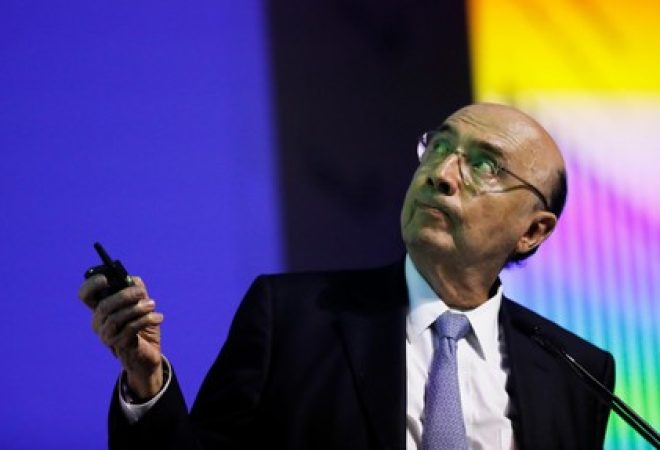 Ministro da Fazenda, Henrique Meirelles, durante conferência de investimentos em São Paulo