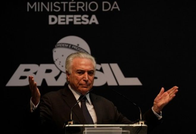Presidente Michel Temer durante cerimônia em Itaguaí (RJ)