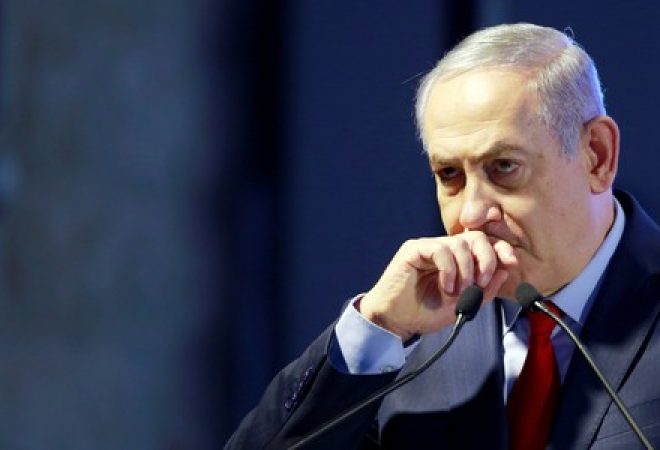 Primeiro-ministro de Israel, Benjamin Netanyahu, durante cerimônia em Ashkelon